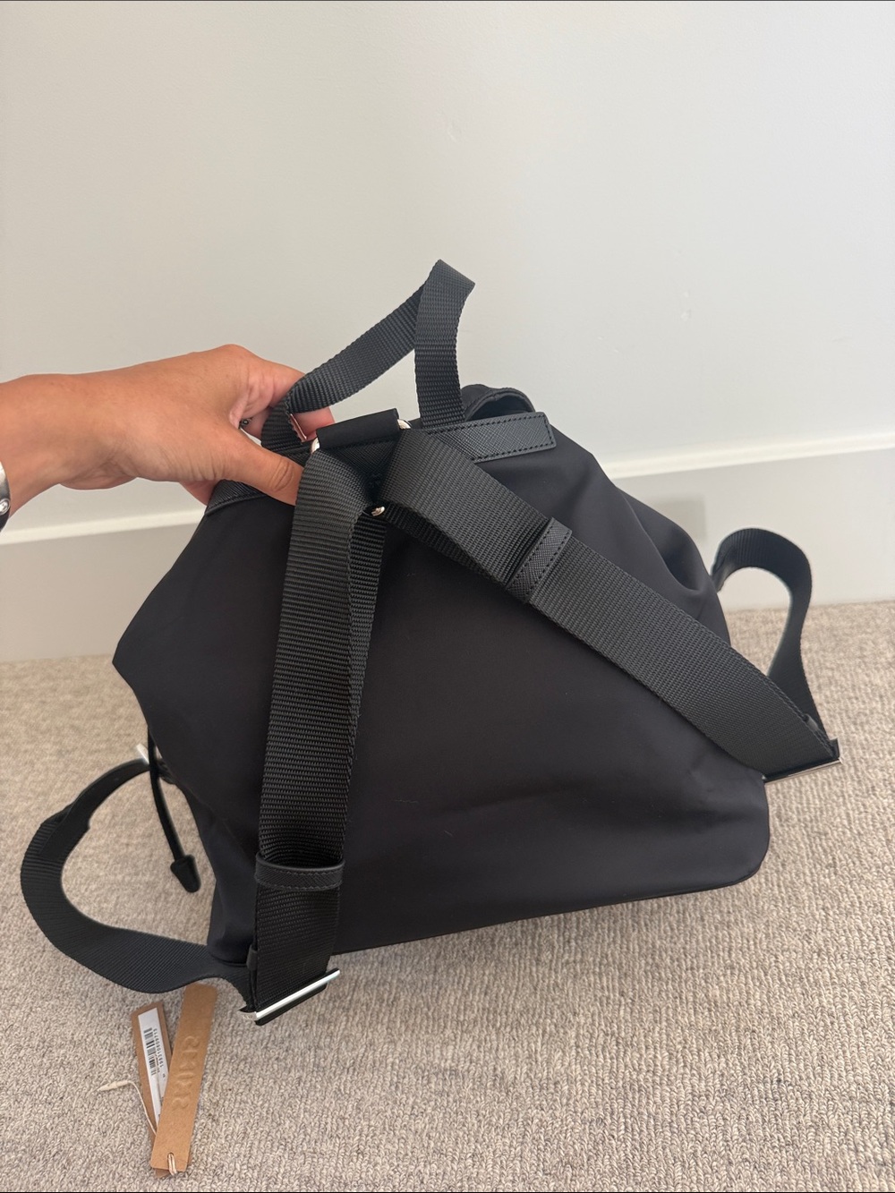 Prada Black Nylon Drawstring Backpack with Front Flap - Picture 2 of 2